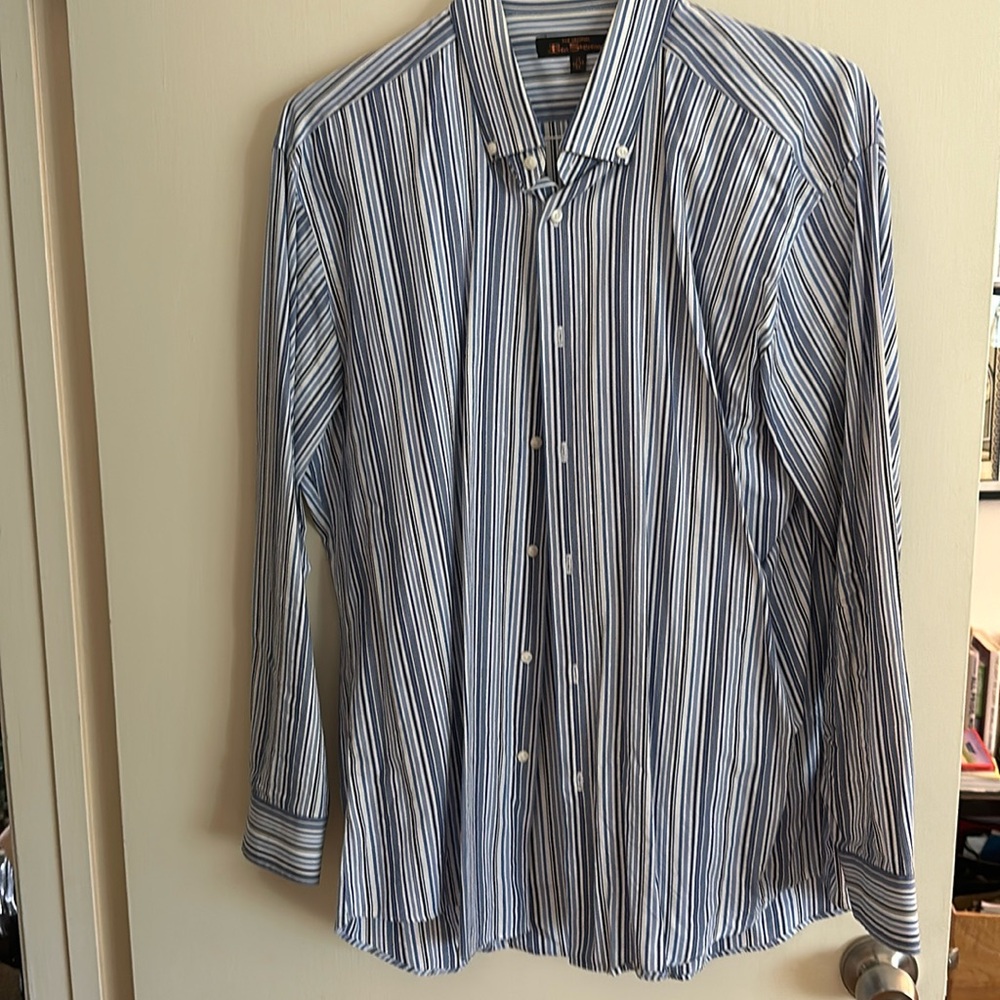 Ben Sherman button down, striped blue shirt, size XL 17 32/33